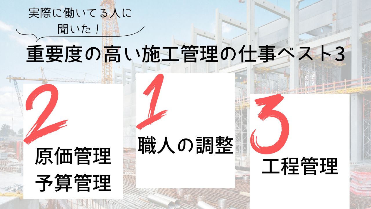 重要度の高い施工管理の仕事ベスト3